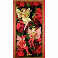 Patchwork Panel Red Holiday Fairies