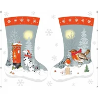 Patchwork Panel Large Stocking Winter Moon Scene