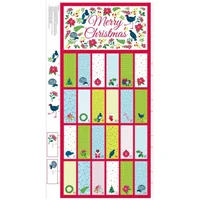 Patchwork Panel Advent Kiwiana Merry Christmas White