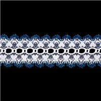 Lace Eyelet White Navy Edge