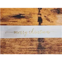 Ribbon Merry Christmas White Gold 25mm