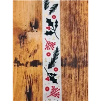 Ribbon Holly Berries Red Green 25mm