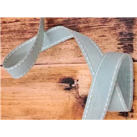 Ribbon Mint Green White Stitch 16mm