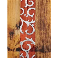 Ribbon Red Organza Sliver Swirl 37mm
