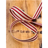 Ribbon Red/wht/gold Stripe 15mm