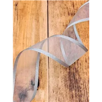 Ribbon Organza Light Blue Silver Edge 38mm