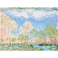 Patchwork Panel Tribut To Monet Tree Scene