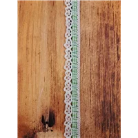 Lace White Cluny Green Gingham
