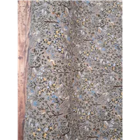 Fabric Light Brown Floral Print Corduroy