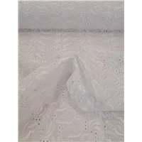 Fabric Embroidery Broderie Anglaise White Leaf