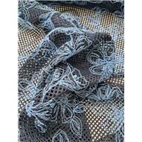 Fabric Embroidered Navy Mesh 95cm