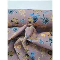 Winceyette Mustard Floral Lilac
