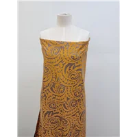 Fabric Print Stretch Mustard Brown