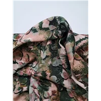 Fabric Rayon Print Green Pink Bubbles