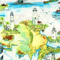 Flannelette Fabric Lighthouse Scenes