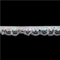 Lace Stretch Frilled Sequins White 60798