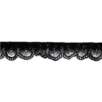 Lace Stretch Frilled Sequins Black