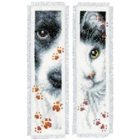 Vervaco Bookmark Kit 155651 Black and White Cat and Dog Set of 2