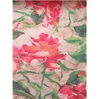 Fabric Rayon Beige Red Green Floral