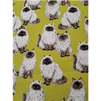 Fabric AGANO Chartreuse Cats