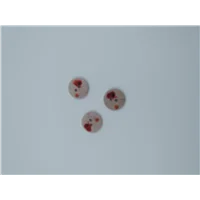 Button 1129a 24l Natural with Red Flower