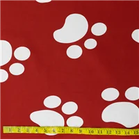 Canvas Printed White Paw Print On Rust Red