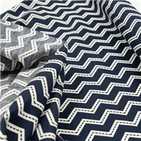 Cotton Navy White Line Chevron