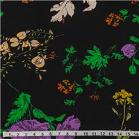 Fabric Kalina Linen Floral Black