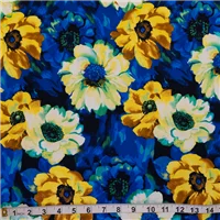 Cotton Spandex Royal Gold Floral