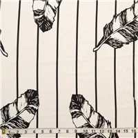 Rayon Printed Large Feather Black White