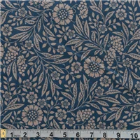 Fabric Corduroy Blue Natural Floral