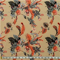 Fabric Lily Linen Floral Camel