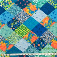 Fabric Rayon Patchwork Navy