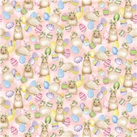 Children Bunnies Eggs Pink