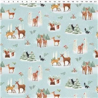 Christmas Enchanted Woodland Forest Toile Light Teal