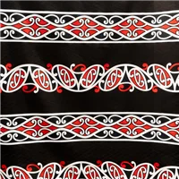 Fabric Black Red Maori Print WW