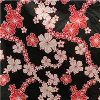 Fabric Cotton Print Black Red White