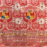 Fabric Cotton Print Red White Tonga