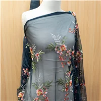 Fabric Embroidered Mesh Navy