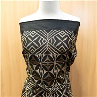 Fabric Embroidered Mini Matt Black Gold