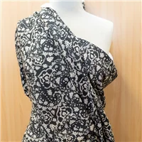 Fabric Linette Floral Black and Antique White