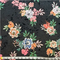 Stretch Velvet Pink Coral Floral