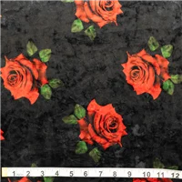 Stretch Velvet Red Rose On Black