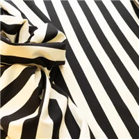 Knit Cotton Spandex Stripe Cream Black