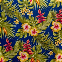 Rayon Pacific Plant Print Royal