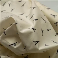 Cotton Black Eiffel Tower On Cream