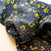 Fabric Alba Voile Navy Mustard